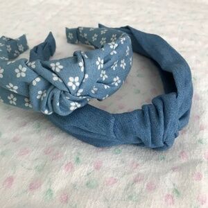NWOT GAP Headbands Denim Floral Blue White Chambray Knotted